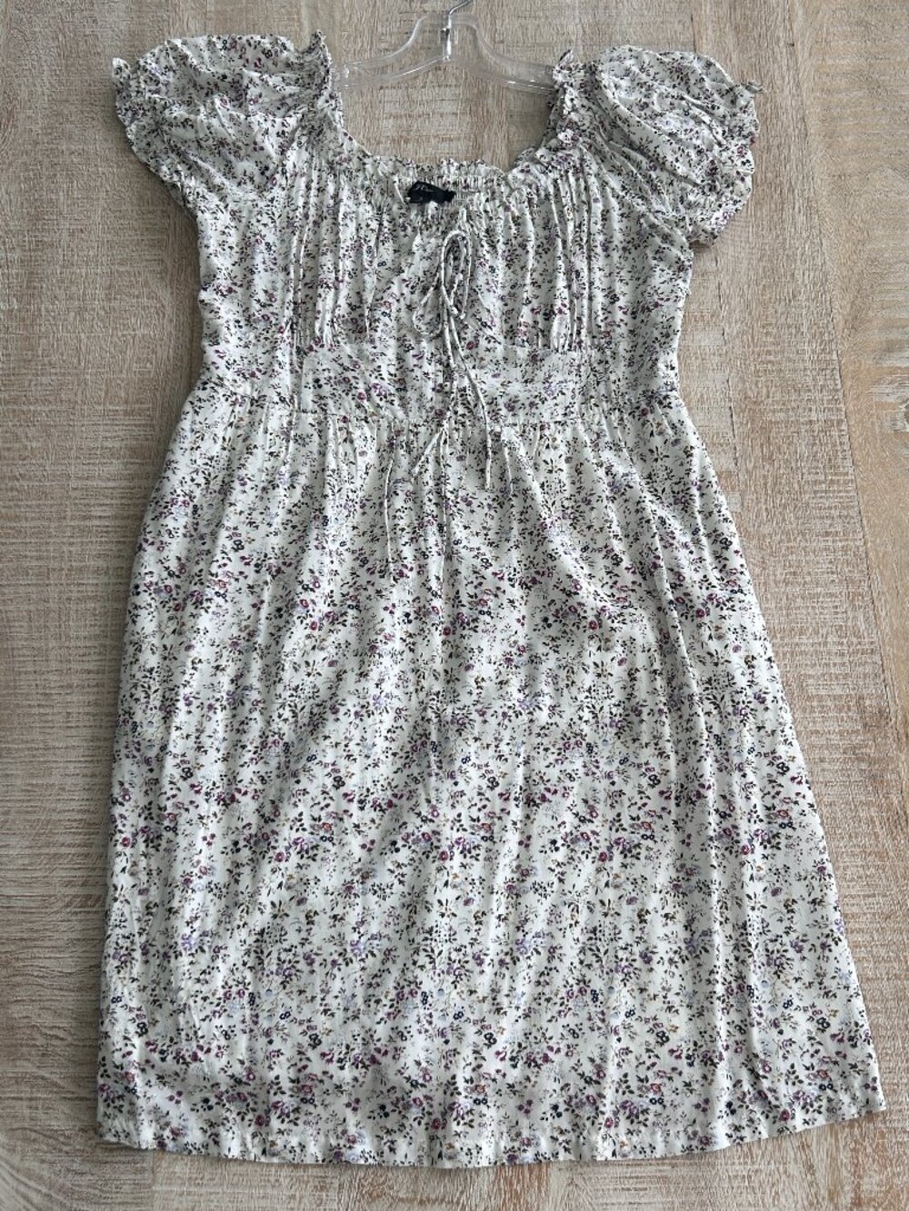 J Crew Puff Short Sleeve White/Creme Floral Mini Dress Size 8